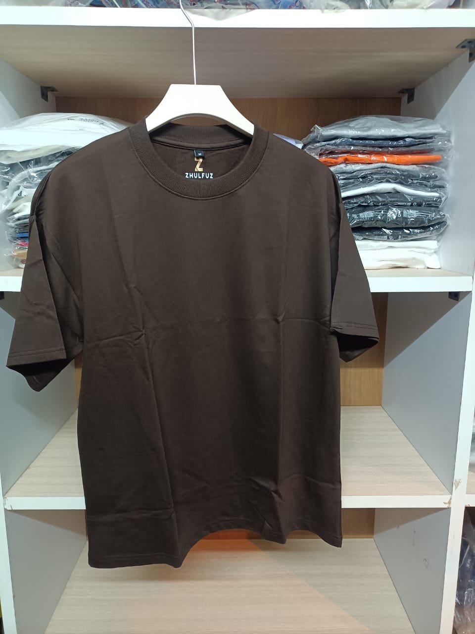 zhulfuz branded t shirts 240 gsm oversized cotton size xl || color coffee zhulfuz branded t shirts 240 gsm oversized cotton size xl || color coffee